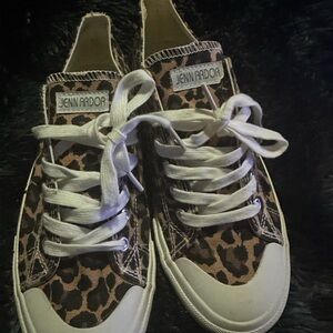 Jenn Ardor Leopard Canvas Sneakers in Brown and White